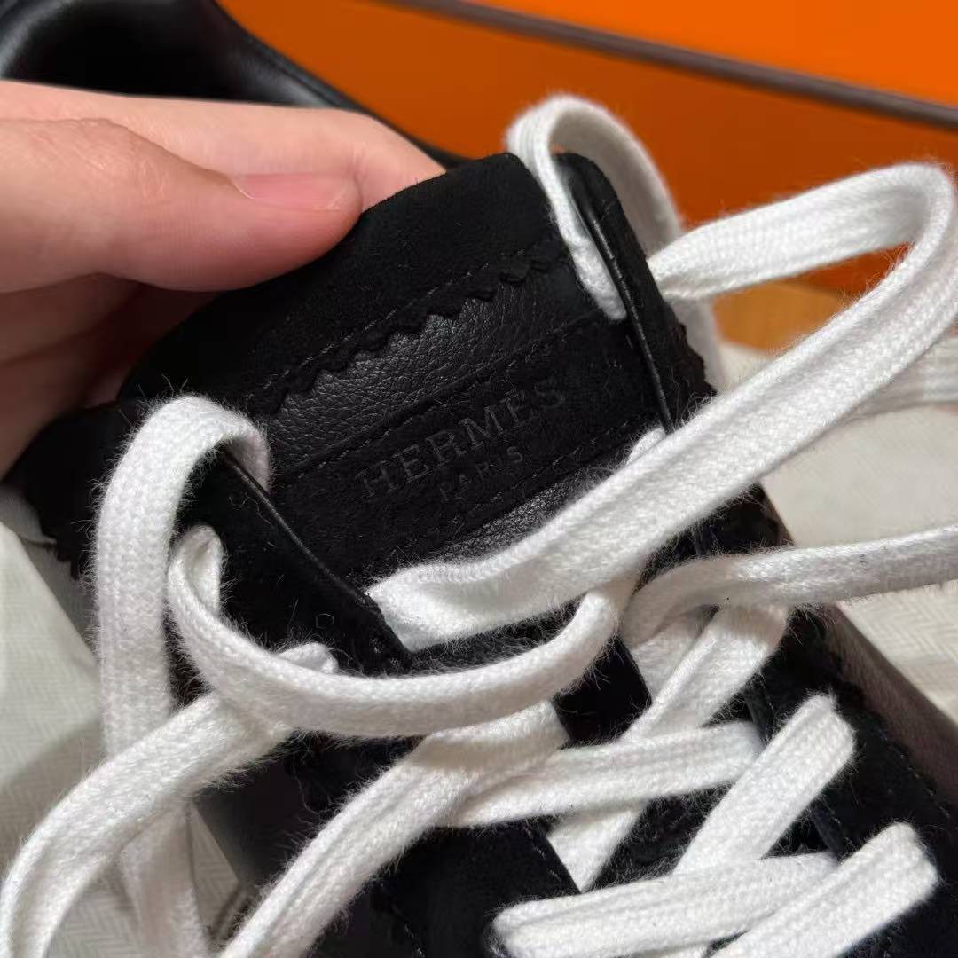 Hermes Bouncing Sneaker Women Calfskin and Suede Goatskin Noir H242212Z 02340 - Image 3