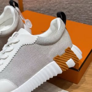 Hermes Bouncing Sneaker Women H canvas and Sport Calfskin Prunoir Blanc H261016Z 90360 - Image 14