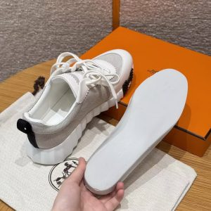 Hermes Bouncing Sneaker Women H canvas and Sport Calfskin Prunoir Blanc H261016Z 90360 - Image 10