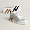 Hermes Bouncing Sneaker Women H canvas and Sport Calfskin Prunoir Blanc H261016Z 90360
