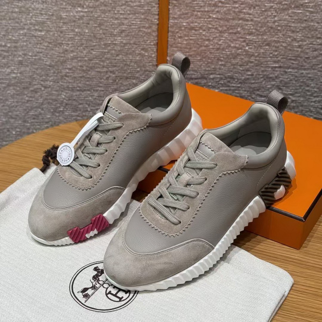 Hermes Bouncing Sneaker Women Sport and Suede Goatskin Beige Galet H221176Z BG340 - Image 2