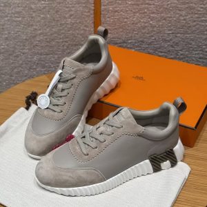 Hermes Bouncing Sneaker Women Sport and Suede Goatskin Beige Galet H221176Z BG340 - Image 17