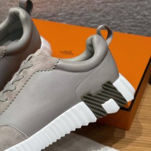 Hermes Bouncing Sneaker Women Sport and Suede Goatskin Beige Galet H221176Z BG340 - Image 12