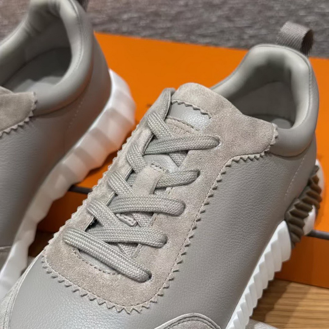 Hermes Bouncing Sneaker Women Sport and Suede Goatskin Beige Galet H221176Z BG340 - Image 11