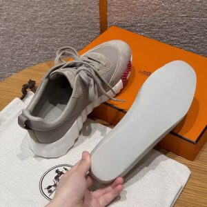 Hermes Bouncing Sneaker Women Sport and Suede Goatskin Beige Galet H221176Z BG340 - Image 9