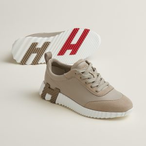 Hermes Bouncing Sneaker Women Sport and Suede Goatskin Beige Galet H221176Z BG340