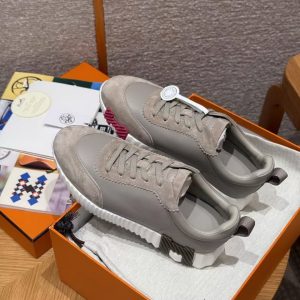Hermes Bouncing Sneaker Women Sport and Suede Goatskin Beige Galet H221176Z BG340 - Image 7