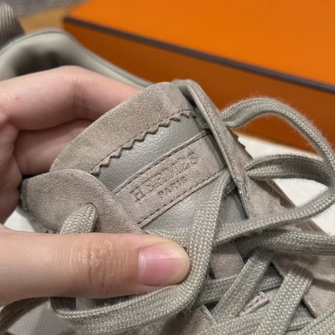 Hermes Bouncing Sneaker Women Sport and Suede Goatskin Beige Galet H221176Z BG340 - Image 6