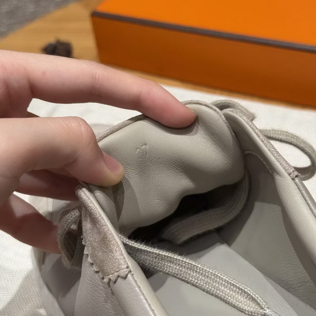 Hermes Bouncing Sneaker Women Sport and Suede Goatskin Beige Galet H221176Z BG340 - Image 5