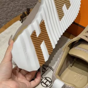Hermes Bouncing Sneaker Women Technical Mesh and Sport Goatskin Beige Lin H261009Z 20340 - Image 15