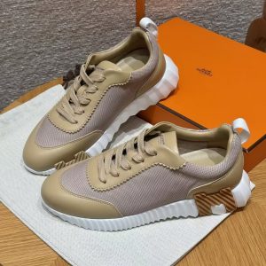 Hermes Bouncing Sneaker Women Technical Mesh and Sport Goatskin Beige Lin H261009Z 20340 - Image 12