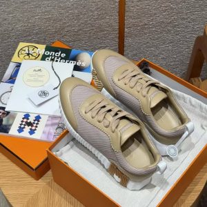 Hermes Bouncing Sneaker Women Technical Mesh and Sport Goatskin Beige Lin H261009Z 20340 - Image 4