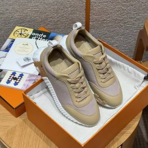 Hermes Bouncing Sneaker Women Technical Mesh and Sport Goatskin Beige Lin H261009Z 20340 - Image 3