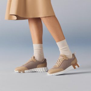 Hermes Bouncing Sneaker Women Technical Mesh and Sport Goatskin Beige Lin H261009Z 20340 - Image 17