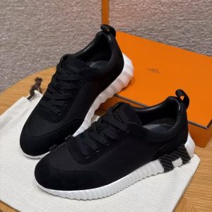 Hermes Bouncing Sneaker Women Textured Mesh and Suede Goatskin Noir H251099Z 02350 - Image 17