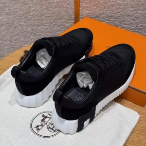 Hermes Bouncing Sneaker Women Textured Mesh and Suede Goatskin Noir H251099Z 02350 - Image 16