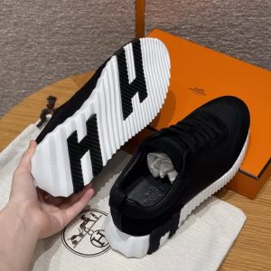 Hermes Bouncing Sneaker Women Textured Mesh and Suede Goatskin Noir H251099Z 02350 - Image 14