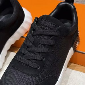 Hermes Bouncing Sneaker Women Textured Mesh and Suede Goatskin Noir H251099Z 02350 - Image 12