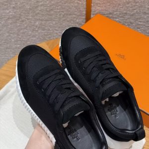 Hermes Bouncing Sneaker Women Textured Mesh and Suede Goatskin Noir H251099Z 02350 - Image 11