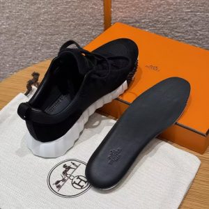 Hermes Bouncing Sneaker Women Textured Mesh and Suede Goatskin Noir H251099Z 02350 - Image 10
