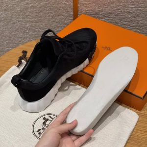 Hermes Bouncing Sneaker Women Textured Mesh and Suede Goatskin Noir H251099Z 02350 - Image 9