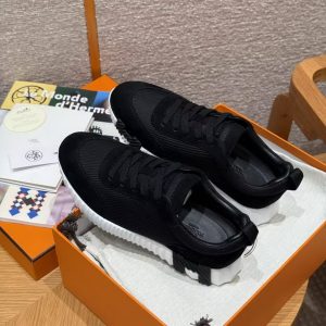 Hermes Bouncing Sneaker Women Textured Mesh and Suede Goatskin Noir H251099Z 02350 - Image 7