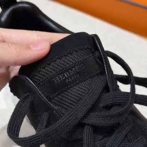 Hermes Bouncing Sneaker Women Textured Mesh and Suede Goatskin Noir H251099Z 02350 - Image 6