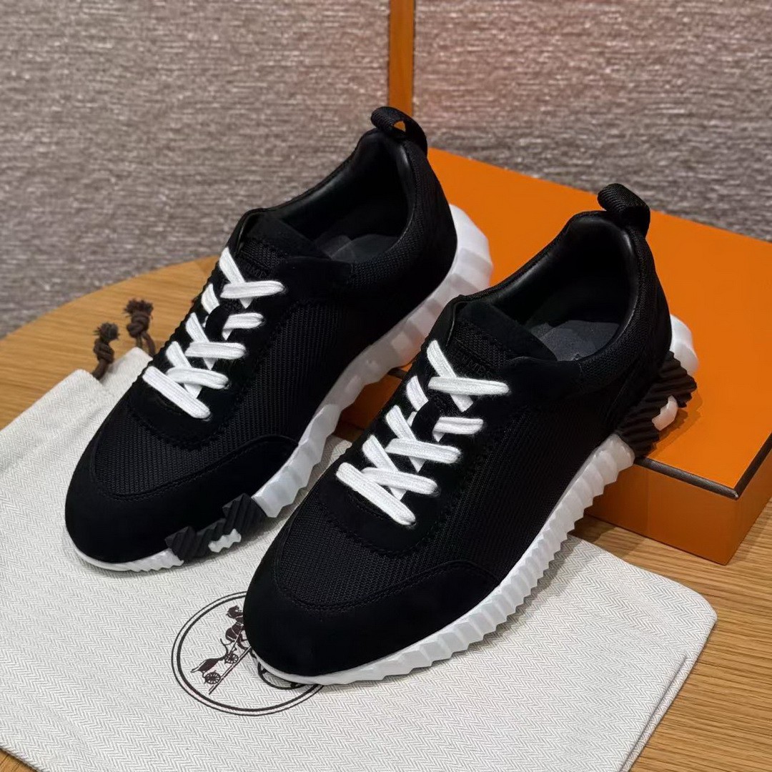 Hermes Bouncing Sneaker Women Textured Mesh and Suede Goatskin Noir H252328Z 03340 - Image 2