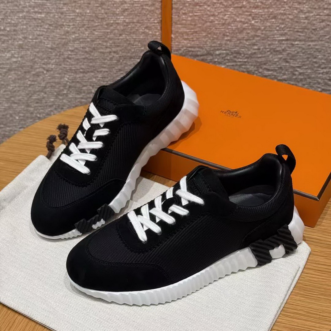Hermes Bouncing Sneaker Women Textured Mesh and Suede Goatskin Noir H252328Z 03340 - Image 16