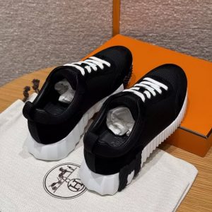 Hermes Bouncing Sneaker Women Textured Mesh and Suede Goatskin Noir H252328Z 03340 - Image 15