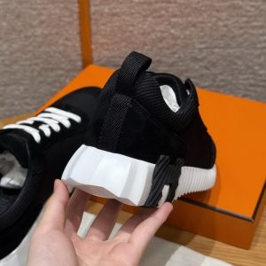 Hermes Bouncing Sneaker Women Textured Mesh and Suede Goatskin Noir H252328Z 03340 - Image 14