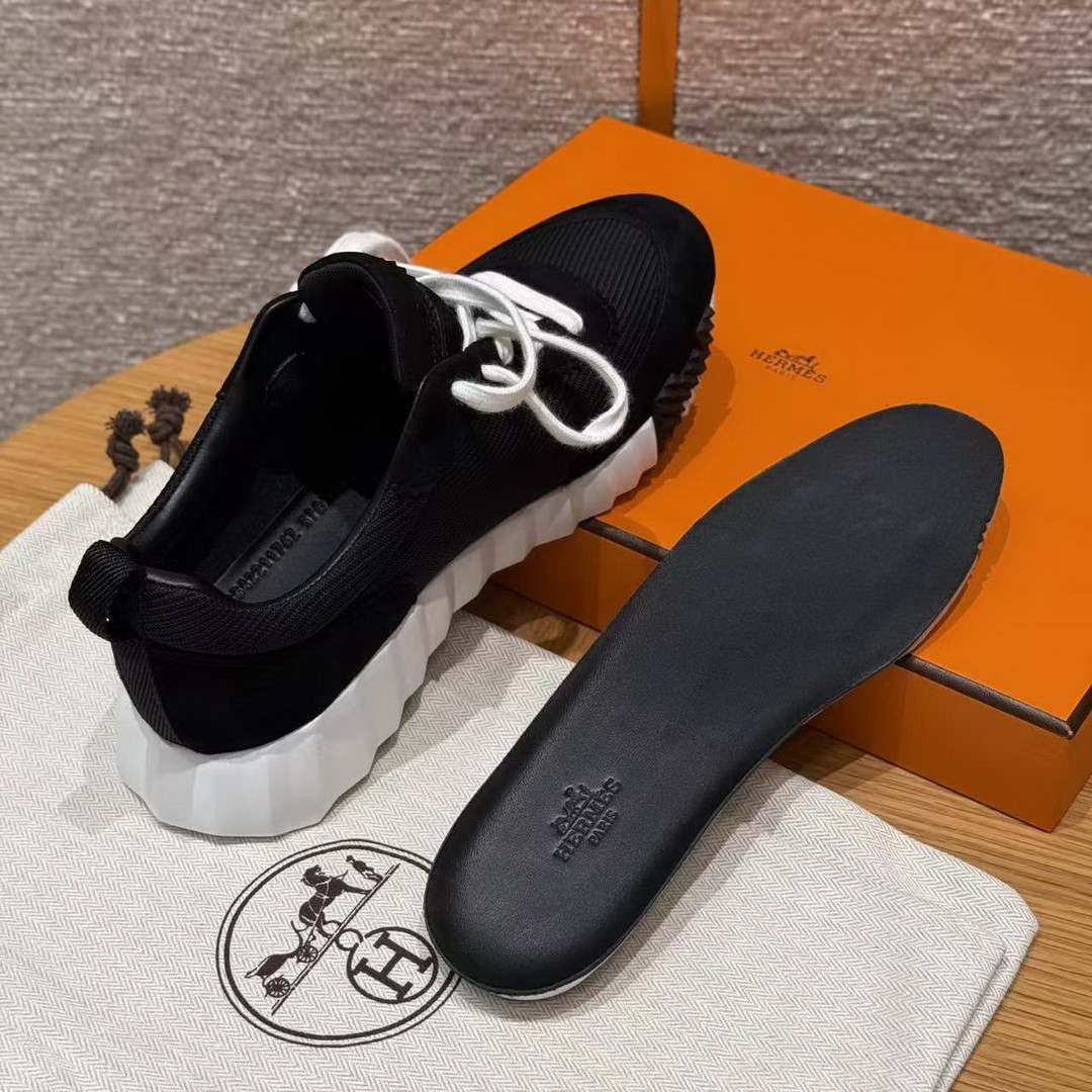 Hermes Bouncing Sneaker Women Textured Mesh and Suede Goatskin Noir H252328Z 03340 - Image 9