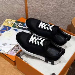 Hermes Bouncing Sneaker Women Textured Mesh and Suede Goatskin Noir H252328Z 03340 - Image 6