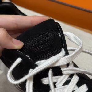 Hermes Bouncing Sneaker Women Textured Mesh and Suede Goatskin Noir H252328Z 03340 - Image 5