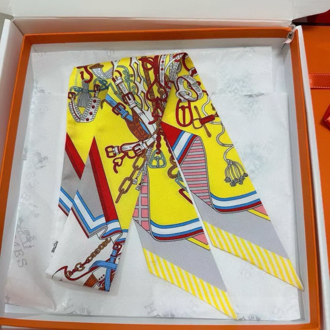 Hermes Bouquets Sellier Twilly 100% Silk H062842S 06 - Image 16