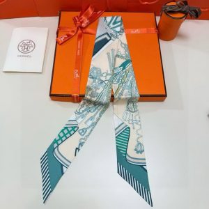 Hermes Bouquets Sellier Twilly 100% Silk H062842S 06 - Image 15