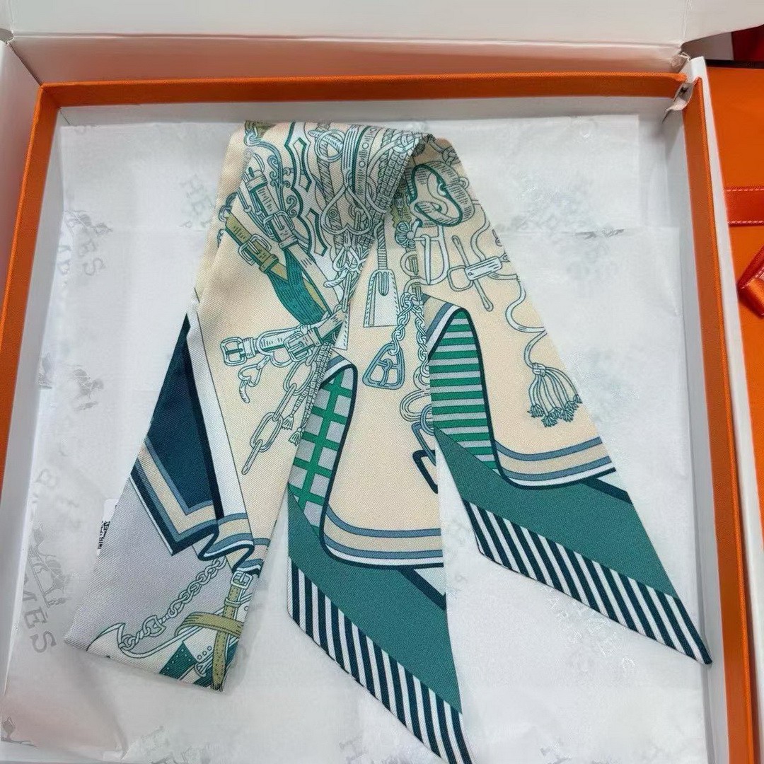 Hermes Bouquets Sellier Twilly 100% Silk H062842S 06 - Image 14