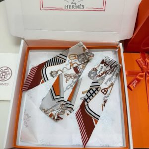 Hermes Bouquets Sellier Twilly 100% Silk H062842S 06 - Image 12