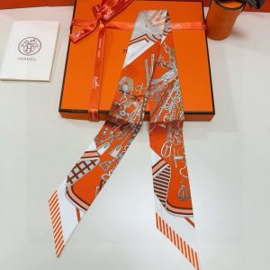 Hermes Bouquets Sellier Twilly 100% Silk H062842S 06 - Image 11