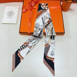 Hermes Bouquets Sellier Twilly 100% Silk H062842S 06 - Image 9
