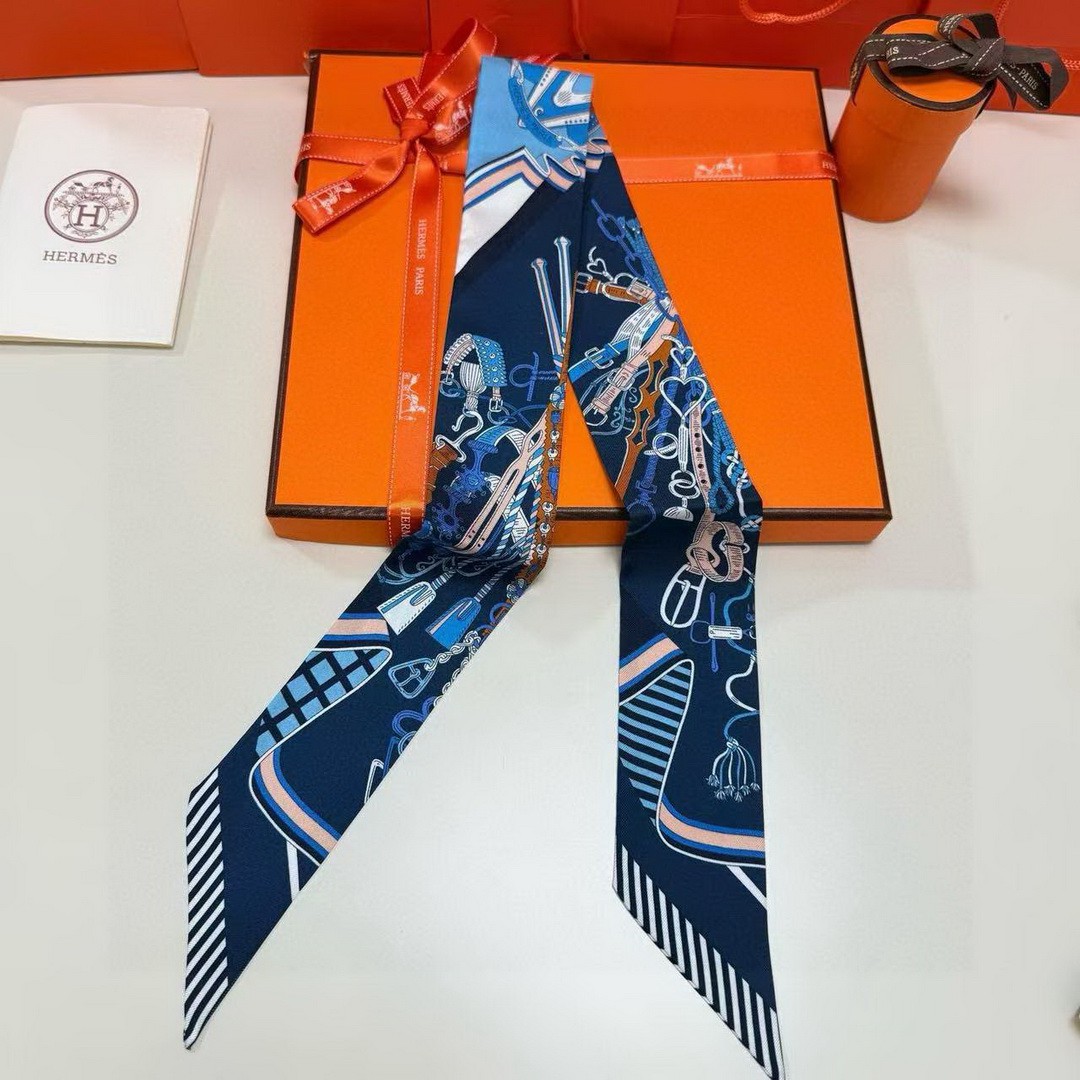Hermes Bouquets Sellier Twilly 100% Silk H062842S 06 - Image 7