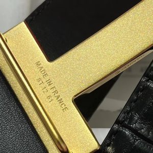 Alternative view of Constance Belt Buckle & Mississippiensis Alligator Leather Strap 38 mm Brushed Permabrass Buckle Yellow Gold Noir