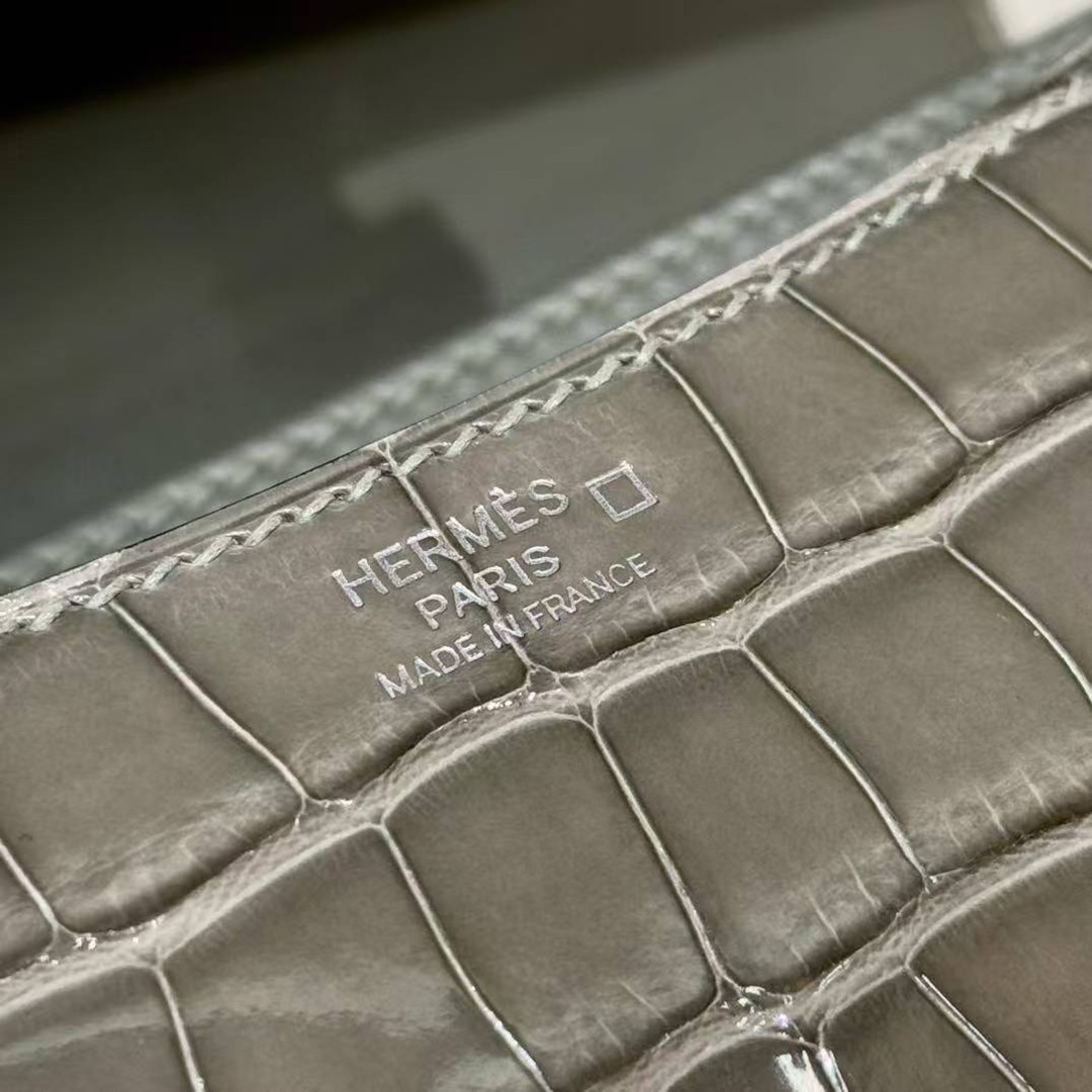 Hermes Constance 24 CM Bag Handmade In Bright Faced American Alligator Leather Silver Hardware 81 Girs Tourerlle - Image 12