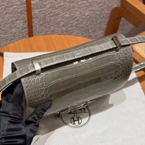 Hermes Constance 24 CM Bag Handmade In Bright Faced American Alligator Leather Silver Hardware 81 Girs Tourerlle - Image 17