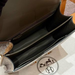 Hermes Constance 24 CM Bag Handmade In Bright Faced American Alligator Leather Silver Hardware 81 Girs Tourerlle - Image 15