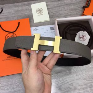Constance Belt Buckle & Reversible Leather Strap 38 mm Box 135 and Togo Calfskin Brushed Permabrass Buckle Yellow Gold Noir Gris Étain - Image 5