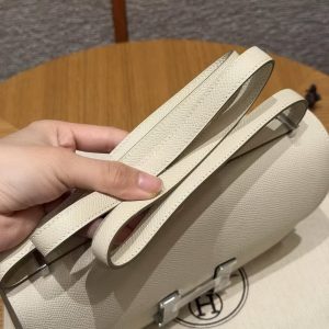 Hermes Constance Elan 24 Bag Handmade In Epsom Calfskin Leather Silver Hardware 10 Craie - Image 3