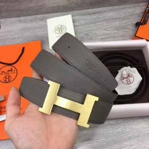 Constance Belt Buckle & Reversible Leather Strap 38 mm Box 135 and Togo Calfskin Brushed Permabrass Buckle Yellow Gold Noir Gris Étain - Image 6