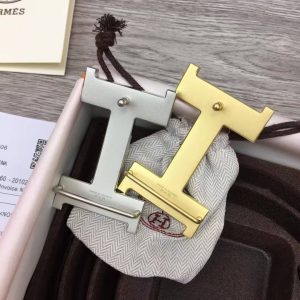 Constance Belt Buckle & Reversible Leather Strap 38 mm Box 135 and Togo Calfskin Brushed Permabrass Buckle Yellow Gold Noir Gold - Image 6