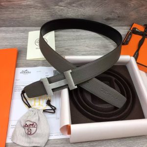 Constance Belt Buckle & Reversible Leather Strap 38 mm Box 135 and Togo Calfskin Brushed Permabrass Buckle Yellow Gold Noir Gris Étain